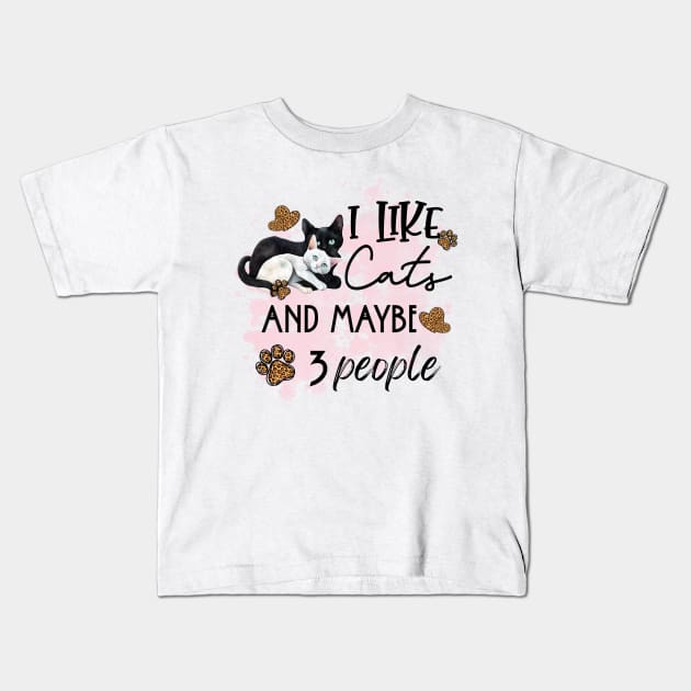 i like cats and maybe 3 people Kids T-Shirt by Nebulynx